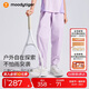 moodytiger兒童褲子拒水耐磨夏季男童長褲彈力寬松高彈女童長褲戶外防蚊褲
