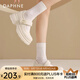 達(dá)芙妮官方法式瑪麗珍女鞋厚底2025新款春季粗跟小皮鞋百搭增高單鞋女 溫柔白 【5cm軟底】 37