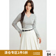 獨束大碼女裝側(cè)拼條字母刺繡V領(lǐng)長袖T2025春季多色內(nèi)搭時尚上衣女 芝麻灰 2XL (尺碼：4)