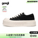 共跡gongji【范丞丞同款】2025夏季方頭厚底板鞋女休閑厚底帆布鞋小白鞋男 森林黑 【張藝興同款] 偏大一碼 36 （233mm）