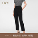 OVV2024春夏新款女裝經(jīng)典簡約基礎易搭半松緊腰休閑褲 黑色（凈色）05 L