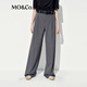 MO&Co.休閑褲2025夏新品接觸瞬間涼感高腰寬松及地直筒MBE2PATT06 深花灰色 L /170