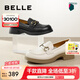 百麗（Belle）樂福鞋女商場款舒適軟底JK小皮鞋單鞋A5V1DAA4 米白 37