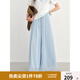 獨(dú)束大碼女裝黑色褲子女夏寬松闊腿褲2025新款裙褲松緊腰顯瘦長(zhǎng)褲 晴空藍(lán) 2XL （尺碼：4）