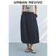 UR2025秋季新款女裝休閑丹寧松緊腰抽繩牛仔半裙UWM850156