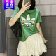 阿迪達斯 （adidas）三葉草短袖T恤女裝2025夏季半袖迪士尼聯(lián)名款運動(dòng)休閑服圓領(lǐng)上衣 純棉JP1427綠色 M 推薦120-130斤