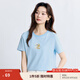 茵曼（INMAN）全棉印花舒適圓領(lǐng)短袖T恤女裝2025夏季基礎(chǔ)百搭寬松休閑上衣 薄荷藍(lán)-F18528393 XL