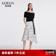 歌莉婭中長款半身裙女2024夏季新款原創(chuàng)設計A型半截裙1C5C2B250 91D黑白線條鳶尾花印花 XXS