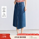 茵曼（INMAN）純棉復古開叉牛仔裙女2025夏季高腰顯瘦百搭繡花A字半身裙子 牛仔藍 M