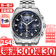 西鐵城（CITIZEN）光動能多局電波自動對時藍(lán)寶石鏡面萬年歷防水夜光計時情人節(jié)禮物 AT9031-52L