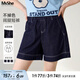 MsShe【不掉色高腰A字闊腿牛仔短褲】大碼女裝2025夏裝胖mm巨顯瘦 A款-原牛色現(xiàn)貨 2XL