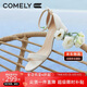 康莉（COMELY）一字帶涼鞋女粗跟25年夏季羊皮中跟時(shí)尚百搭通勤時(shí)裝涼鞋 米白 36