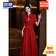 羅蒙品牌新中式旗袍改良敬酒服2025新款酒紅色新娘結(jié)婚晚禮服訂婚連衣 酒紅色 常規(guī)款(裙長(zhǎng)88cm) S 80-90斤