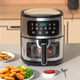 110v220v伏空氣炸鍋家用多功能智能無(wú)油煎炸 黑色 10L 美規110v不銹鋼面板