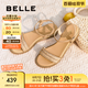 百麗（Belle）度假風(fēng)一字帶涼鞋女2025夏新商場(chǎng)同款水鉆面涼鞋3CQ36BL5 杏色 37 (235mm)