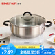 凌豐（LINKFAIR） 304不銹鋼火鍋鍋具 大容量湯鍋 雙耳防燙復(fù)底加厚 煤氣電磁爐 火鍋通用LFDTG-GJ30SC01B 30cm