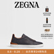 ZEGNA杰尼亞男鞋黑色鹿皮配皮革TripleStitch?奢華休閑鞋 黑色 43.5 (9.5)