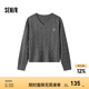 森馬（Semir）毛衣女森柔毛衫刺繡V領(lǐng)顯瘦寬松2024冬季絞花上衣復(fù)古風(fēng) 深花灰00120 170/92A/XL