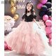 FANCYCHIC粉色女童禮服洋氣高貴公主裙兒童生日蓬蓬裙主持人鋼琴演出服高端 粉色一字肩 100