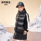 高梵黑金兒童鵝絨服新款短款男女童厚款立領(lǐng)馬甲羽絨服 黑色 M