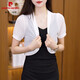皮爾卡丹（pierre cardin）夏季配吊帶裙的小外搭披肩短款網(wǎng)紗冰絲開(kāi)衫白色氣質(zhì)短袖罩衫坎肩 白色開(kāi)衫 L [建議95-105斤]