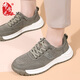 布舍元系帶休閑一腳蹬懶人鞋平底運動(dòng)透氣老北京布鞋男531-3601 灰綠 40