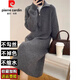 皮爾卡丹（pierre cardin）拉鏈翻領(lǐng)針織連衣裙女秋冬復古長(cháng)款高領(lǐng)毛衣裙直筒加厚長(cháng)袖打底裙 灰色 XL 建議120-130斤