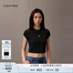 Calvin KleinJeans25春夏女士簡約刺繡時尚ck辣妹正肩羅紋短袖T恤47AB212