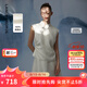 朗姿【蘭亭敘】真絲提花立領(lǐng)襯衣上衣2025年夏季新款襯衫女新中式 米白色 S
