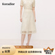 珂萊蒂爾2025年夏季新優(yōu)雅蕾絲半身裙女氣質(zhì)收腰A字裙時尚百搭裙 淡橙黃 L