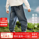 ASK JUNIOR男童運(yùn)動(dòng)跑步褲子秋兒童水洗牛仔褲休閑長褲防蚊褲 深藍(lán)色 140