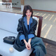 RHUDE FOG品牌女裝西裝皮衣外套女2025春秋新款假兩件高級感寬松休閑韓版 黑色 M