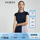 PORTS寶姿 商場同款新品女裝短袖拼色百褶連衣裙LL8D093KWT003 丈青 L (8)