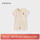 babylove嬰兒短袖連體衣夏季薄款衣服彩棉提花透氣哈衣爬服新生兒寶寶夏裝
