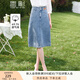 香影復古藍色牛仔半身裙女2025夏季新款梨形身材顯瘦高腰a字裙子 牛仔藍 L