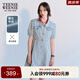 Teenie Weenie小熊女裝簡約夏甜酷休閑藍色泡泡袖牛仔A字連衣中裙