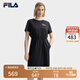 FILA 斐樂官方女子針織連衣裙2025夏季新款時尚休閑寬松收腰T恤裙 傳奇藍-NV M 165/84A/M