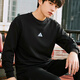 阿迪達(dá)斯（adidas）男裝衛(wèi)衣 25秋季新款運(yùn)動(dòng)服跑步透氣套頭衫休閑時(shí)尚圓領(lǐng)棉質(zhì)上衣 經(jīng)典黑/棉質(zhì)透氣/主推款 L 【175-180cm/150-160斤】