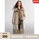 ELLE法式高級感寬松連帽風(fēng)衣外套女2024秋季新款中長款氣質(zhì)上衣 卡其綠 M