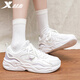 特步（XTEP）女鞋運(yùn)動(dòng)鞋子女秋季皮面防潑水軟底跑步鞋輕便減震耐磨防滑休閑鞋 帆白/淡霧紫 37