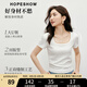 紅袖優(yōu)可絲正肩短袖T恤夏季新款女裝基礎(chǔ)百搭U領(lǐng)修身顯瘦休閑上衣 本白001 M