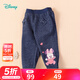 迪士尼寶寶（Disney Baby）迪士尼童裝女童褲子甜美米妮仿牛仔長褲內(nèi)里抓絨 深藍(lán) 5歲/身高120cm