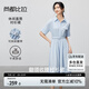 尚都比拉氣質(zhì)翻領一字貼袋襯衫連衣裙女夏款收腰顯瘦直筒裙休閑顯瘦長裙