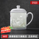景德鎮(zhèn)官方陶瓷泡茶杯手工玲瓏茶具喝水杯大容量白瓷馬克杯帶蓋生日禮物 “荷塘清韻”茶杯