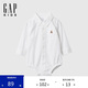 GAPGap嬰兒2025春季新款牛津布小熊刺繡連體衣兒童裝爬服美版876709