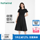 熱風(fēng)赫本風(fēng)小黑裙2025年夏季新款女士針?biāo)笃催B衣裙顯瘦百搭花苞連衣裙 01黑色 (預(yù)售6.25發(fā)貨) M