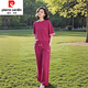 皮爾卡丹（pierre cardin）運動(dòng)服套裝女時(shí)尚夏季2025新款撞色休閑洋氣寬松顯瘦圓領(lǐng)兩件套潮 532#玫紅色套裝【上衣+褲子】 圓 L 【建議100-115斤】