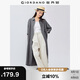 佐丹奴裙子女文藝風(fēng)開叉下擺暗條紋長袖襯衫連衣裙女05465070