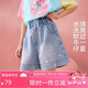 ASK JUNIOR【燙鉆】?jī)和澴?5夏季中大童牛仔短褲女童直筒褲透氣親膚中褲