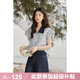 謎秀波點(diǎn)刺繡襯衫女2025夏季新款顯瘦上衣設(shè)計(jì)感獨(dú)特別致短袖襯衣女 藍(lán)色  襯衫 M